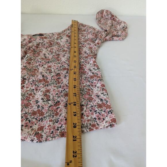 Angels Forever Young Top Floral Peasant Milk Maid Square Neck Smocked Size M - Picture 9 of 9